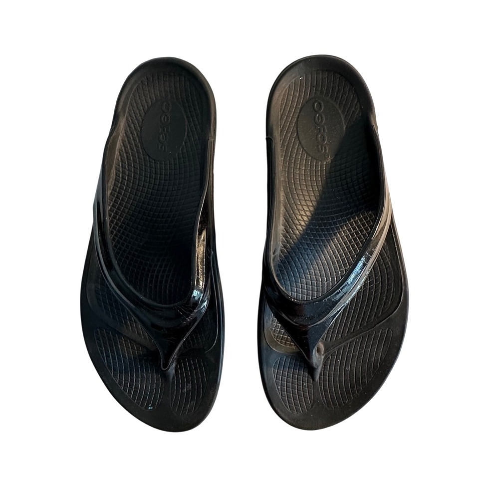 OOFOS Ooriginal Thong Sandals Comfort Recovery Flip Flops Women US 8 EU 40 Black